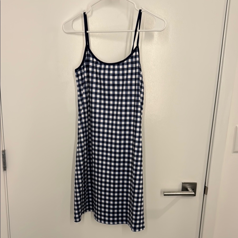 J Crew Navy and White Gingham Active Dress